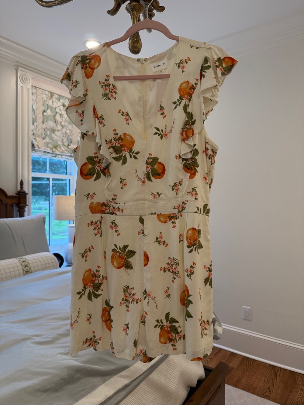 Ruffle Sleeve Orange Blossom Cream Mini Romper